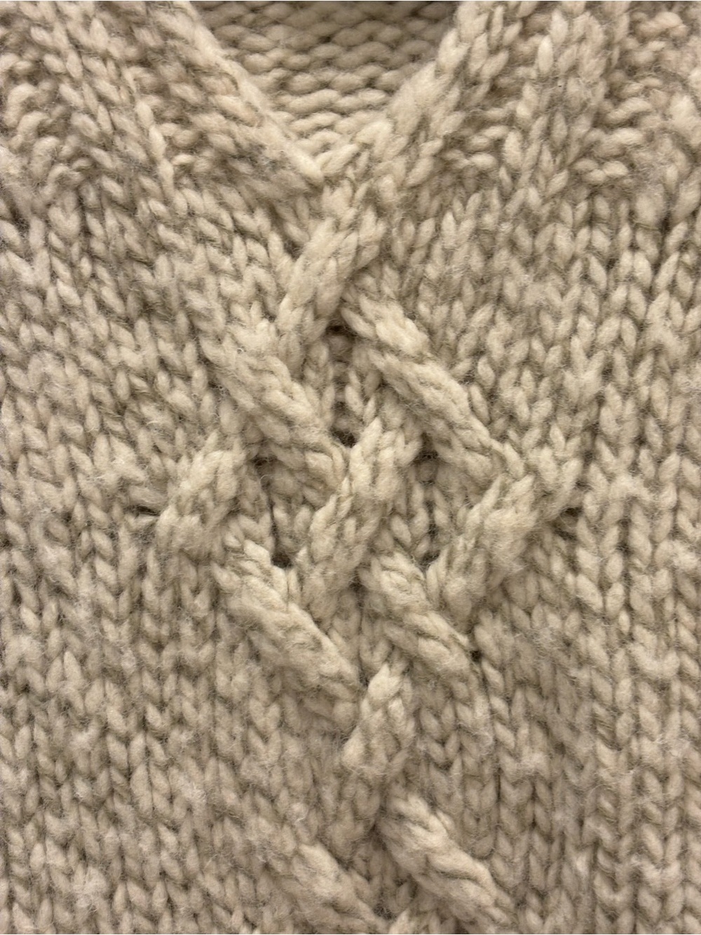Vintage GAP Cream Wool Cable-Knit V-Neck Sweater w/ Hood - Picture 5 of 7